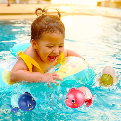 Wind Up Swimming Turtle Bath Toys with Rotating Mechanism, 8 Pack