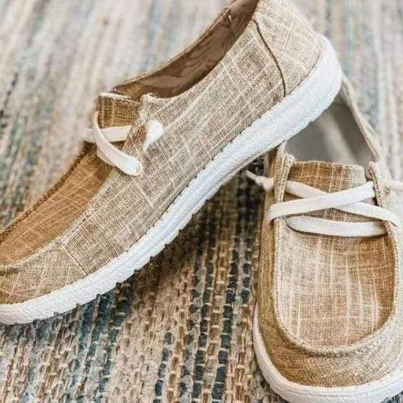 Women's Elasticated Canvas Slip-On Shoes with Roomy Toe Box and Padded Footbed