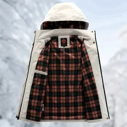 Men's Outdoor Jacket with Breathable Membrane and Removable Hood for Rain Protection