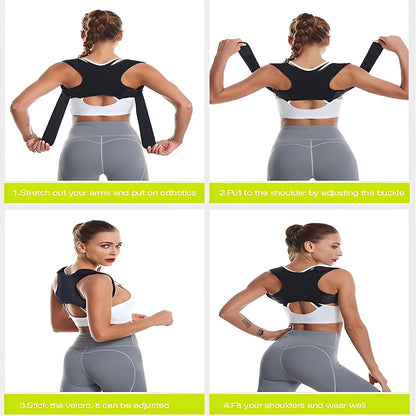 Upper Back Posture Support Brace with Adjustable Shoulder Straps for Spine Alignment