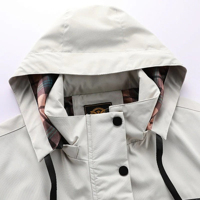 Men's Outdoor Jacket with Breathable Membrane and Removable Hood for Rain Protection