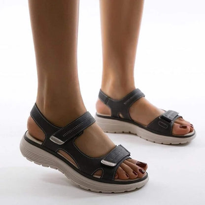 Women's Hook and Loop Sport Sandals with Cushioned Wedge Sole
