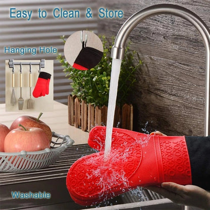 Heat Resistant Oven Gloves with Extended Forearm Coverage and Textured Grip for Baking