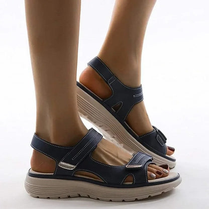 Women's Hook and Loop Sport Sandals with Cushioned Wedge Sole