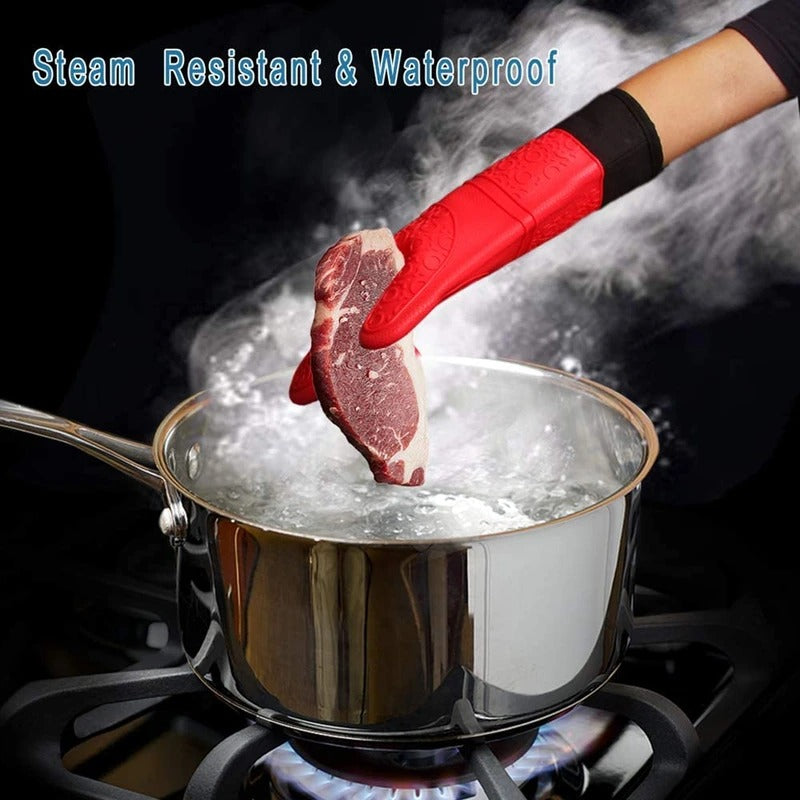 Heat Resistant Oven Gloves with Extended Forearm Coverage and Textured Grip for Baking