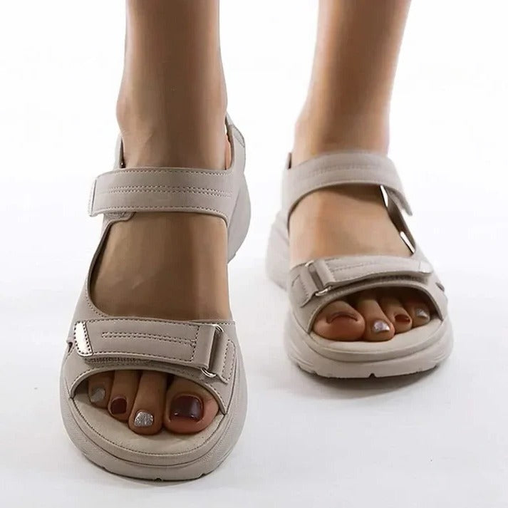Women's Hook and Loop Sport Sandals with Cushioned Wedge Sole