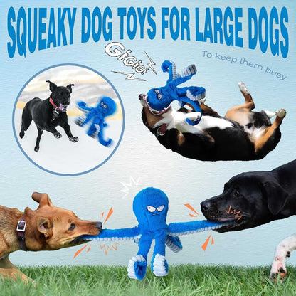 Durable Squeaky Octopus Dog Toy with Crinkle Texture for Chewing