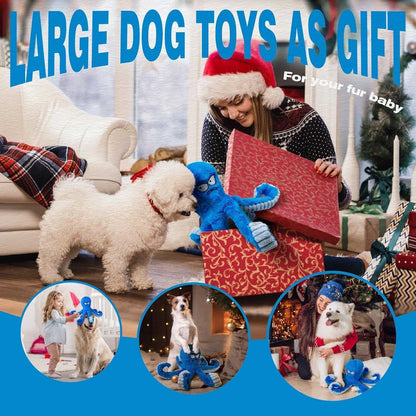 Durable Squeaky Octopus Dog Toy with Crinkle Texture for Chewing