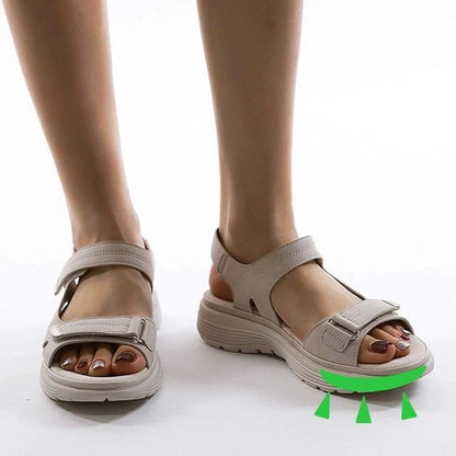 Women's Hook and Loop Sport Sandals with Cushioned Wedge Sole