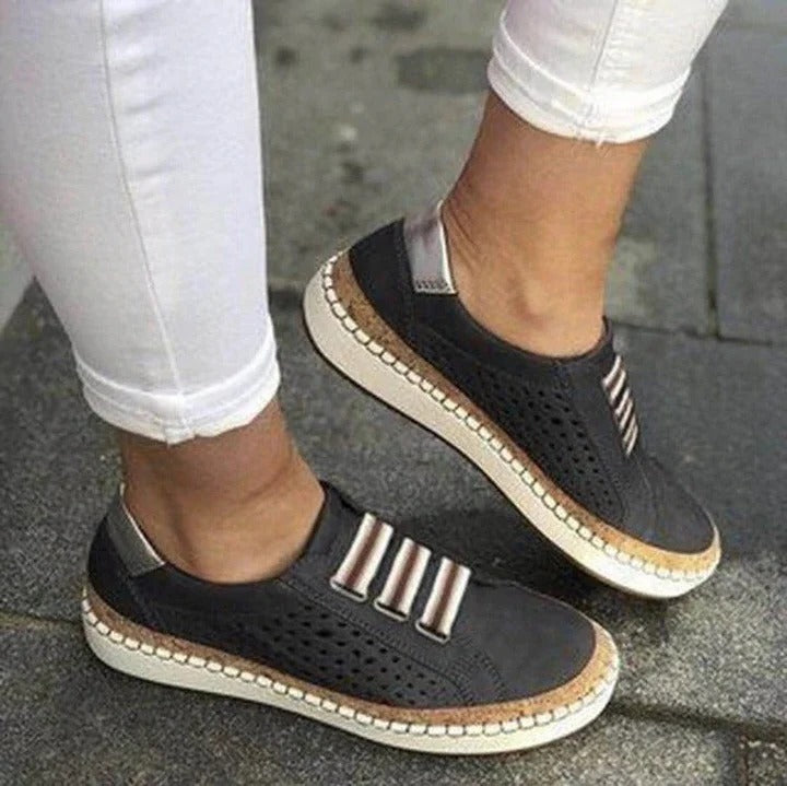 Womens Slip On Sneakers with a Flat Bottom, Breathable Mesh Upper and Toe Clasp in Five Colors
