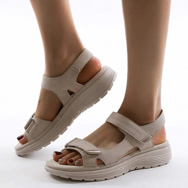 Women's Hook and Loop Sport Sandals with Cushioned Wedge Sole