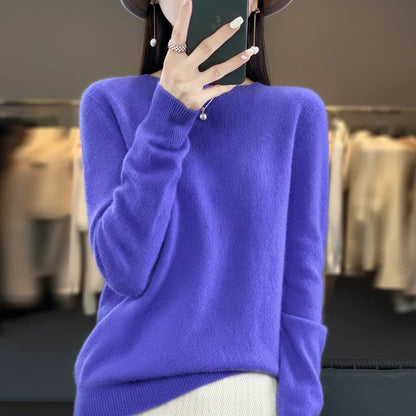 Warm Cashmere Pullover with Crewneck for Women