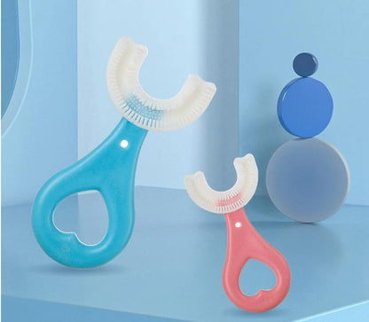 U Shaped Toothbrush for Kids Ages 1 to 12 with Rounded Bristles and Non Slip Handle