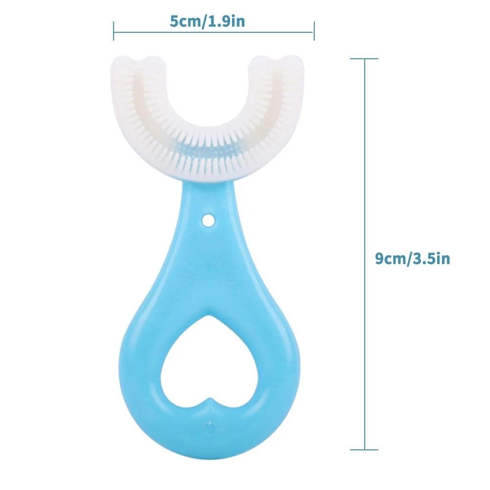 U Shaped Toothbrush for Kids Ages 1 to 12 with Rounded Bristles and Non Slip Handle