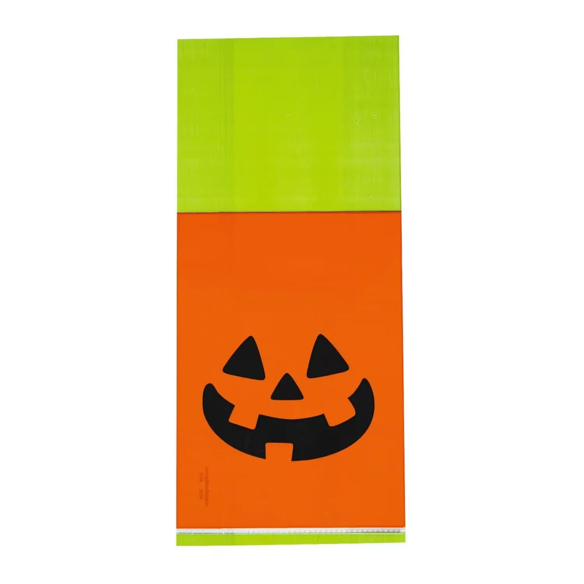 Orange Pumpkin Cellophane Treat Bags Pack of 50 with Lime Green Top for Halloween Events