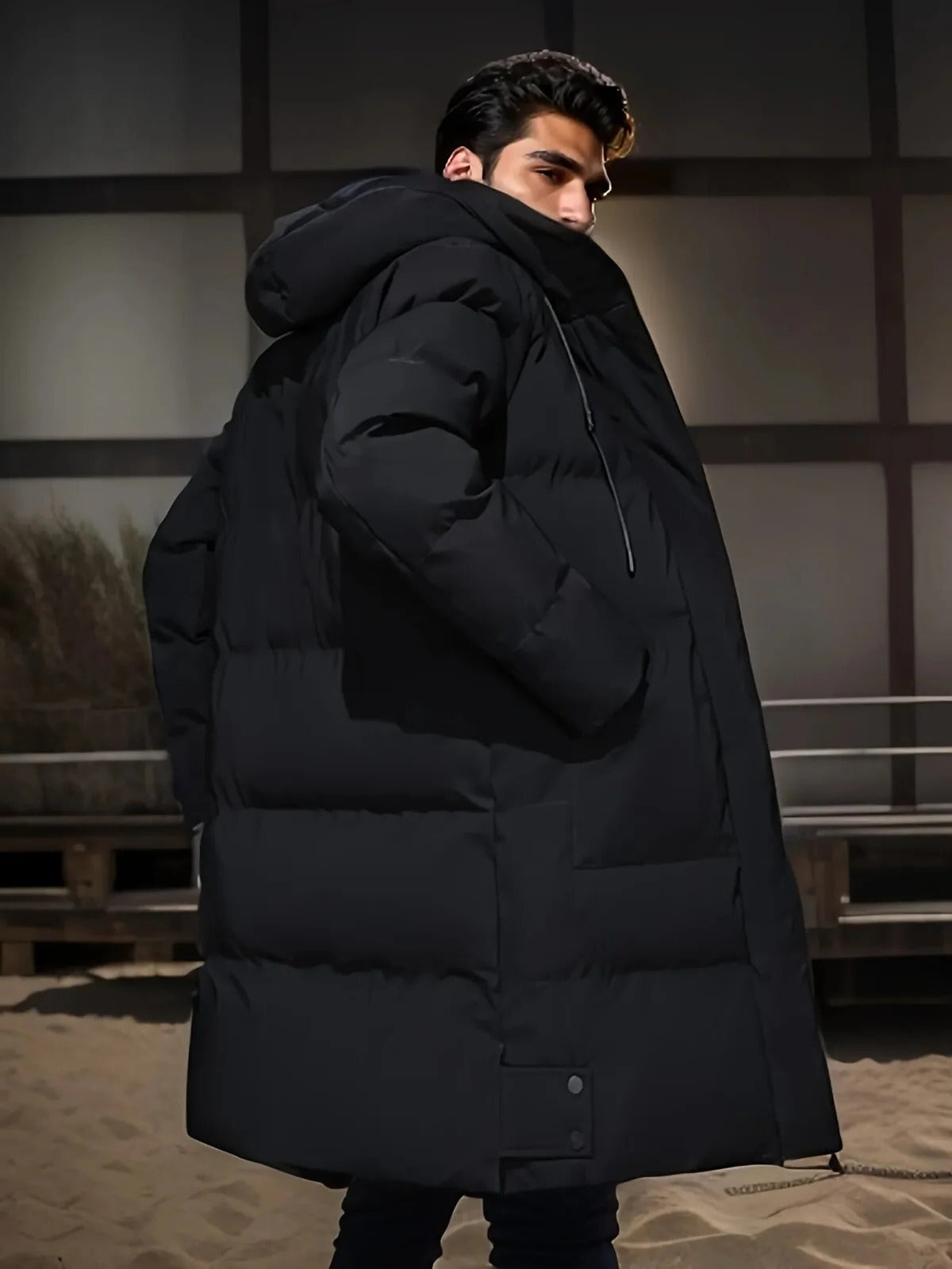 Insulated Winter Jacket with Synthetic Fill and Adjustable Hood for Cold Weather