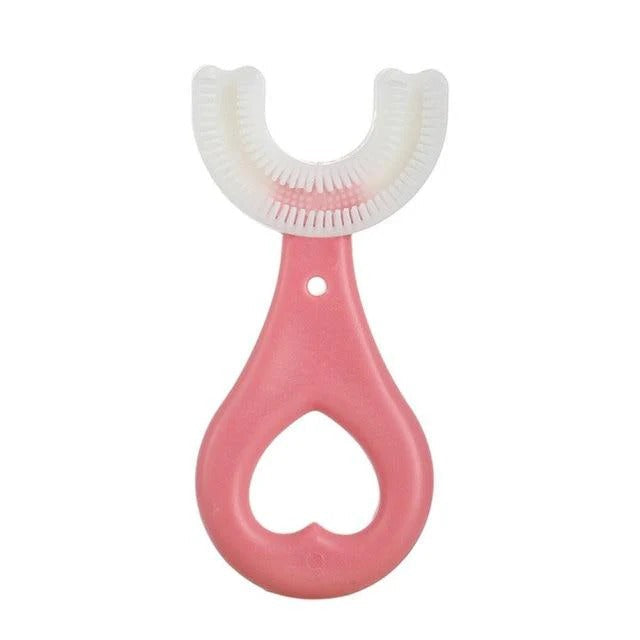 U Shaped Toothbrush for Kids Ages 1 to 12 with Rounded Bristles and Non Slip Handle