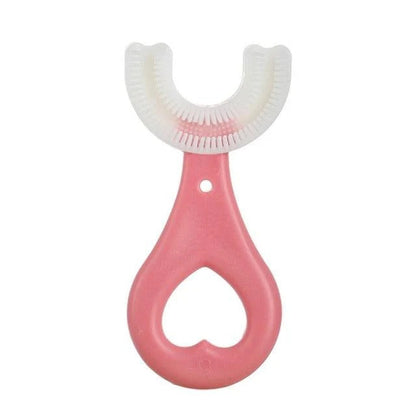 U Shaped Toothbrush for Kids Ages 1 to 12 with Rounded Bristles and Non Slip Handle