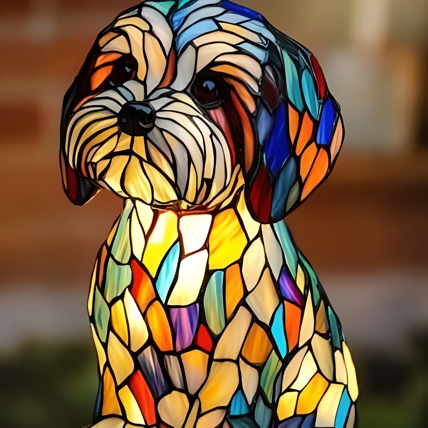 Vintage Stained Glass Bedside Lamp with Art Deco Design