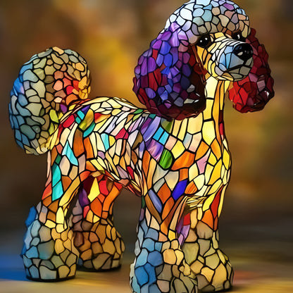 Vintage Stained Glass Bedside Lamp with Art Deco Design