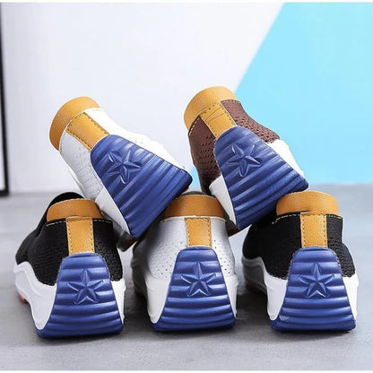 Women's Textured Knit Slip-On Sneakers with Colorblock Platform Sole