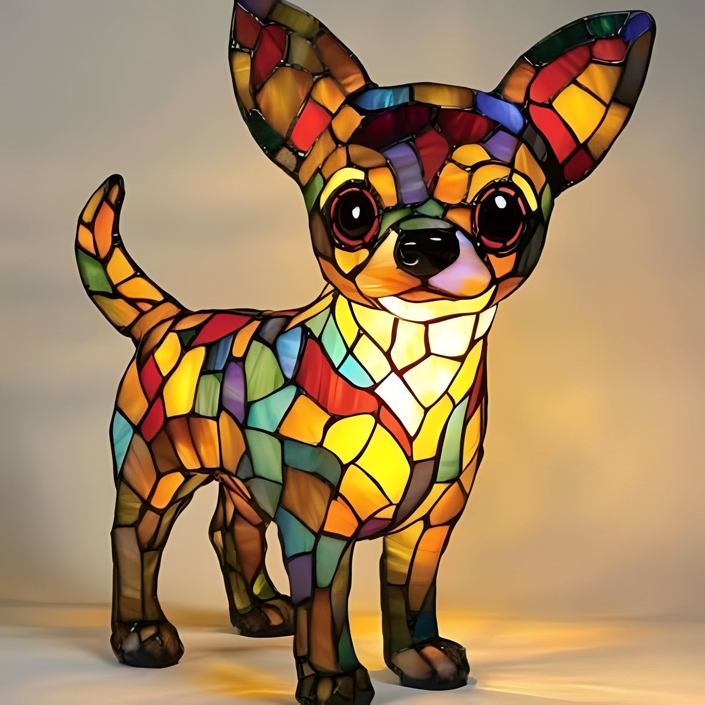 Vintage Stained Glass Bedside Lamp with Art Deco Design