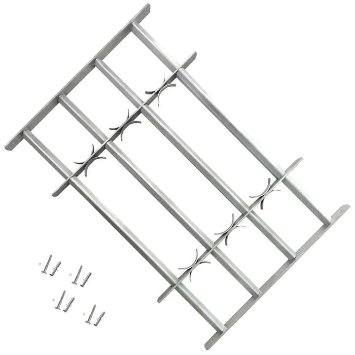Adjustable safety grille for windows with 3 crossbars