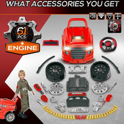 Kids Truck Engine Toy Set for Car Repair and Maintenance Play