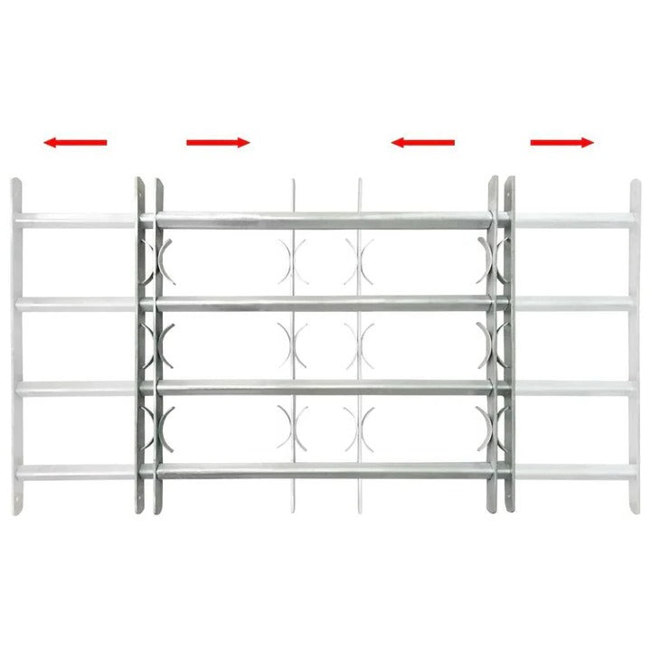 Adjustable safety grille for windows with 3 crossbars