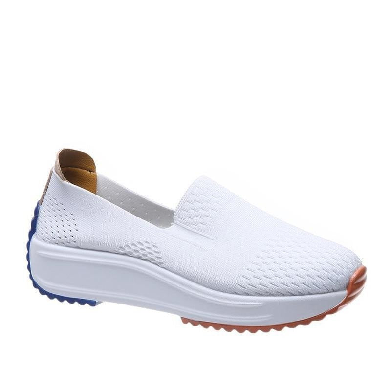 Women's Textured Knit Slip-On Sneakers with Colorblock Platform Sole