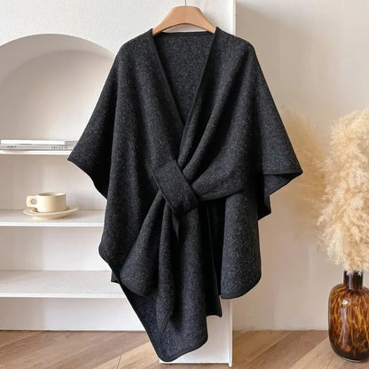 Windproof Shawl Poncho Coat for Women