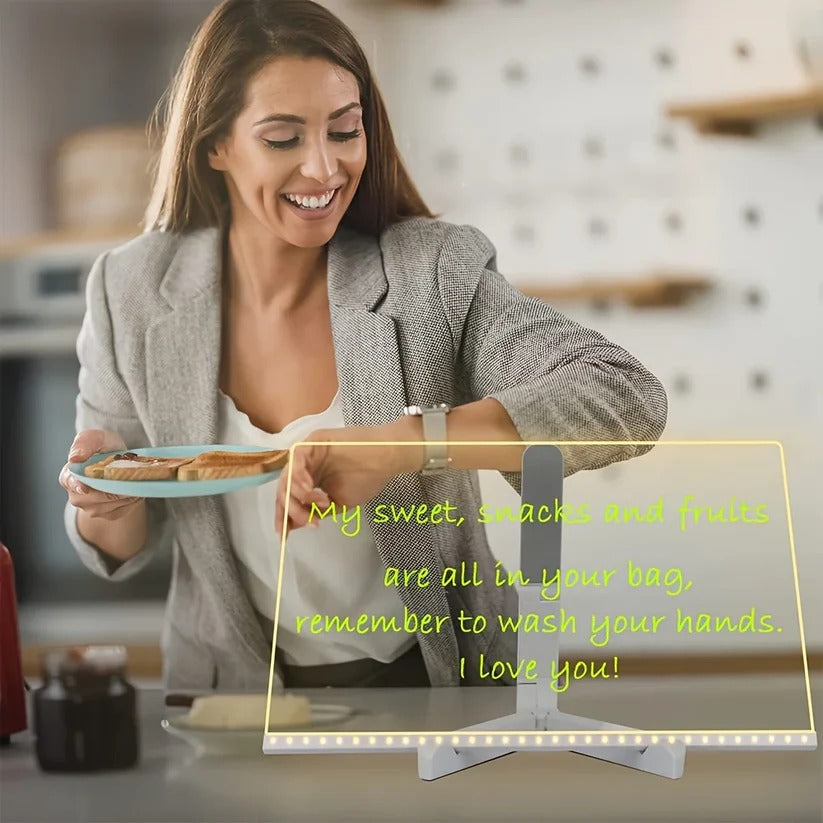 USB Powered LED Acrylic Message Board, Erasable Drawing Surface for Kids