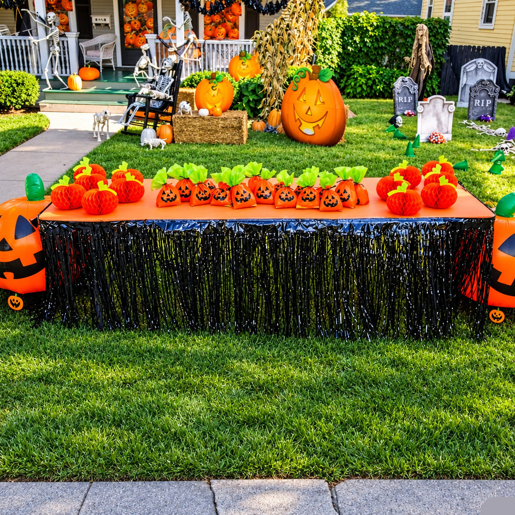 Orange Pumpkin Cellophane Treat Bags Pack of 50 with Lime Green Top for Halloween Events