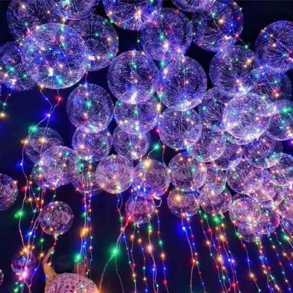 Reusable LED Balloons with Color Changing Light, Natural Latex and a Reusable Holder in Four Colors