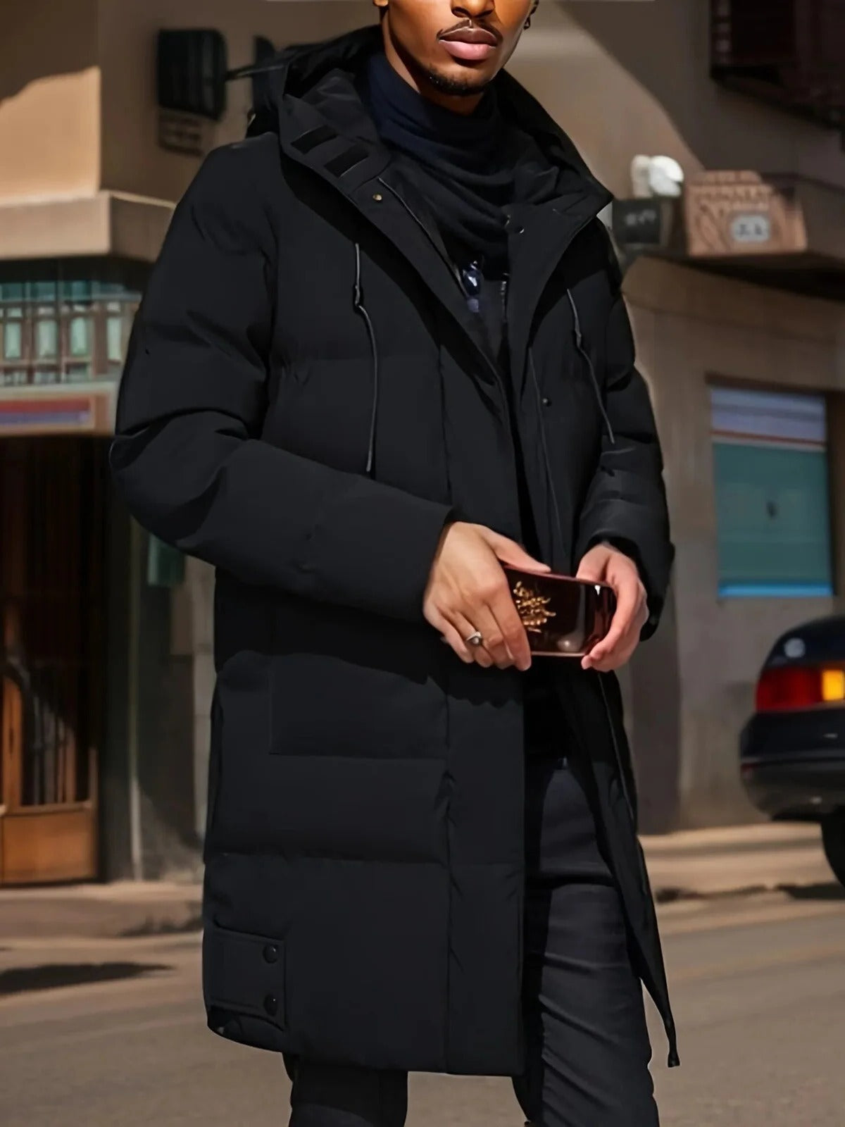 Insulated Winter Jacket with Synthetic Fill and Adjustable Hood for Cold Weather