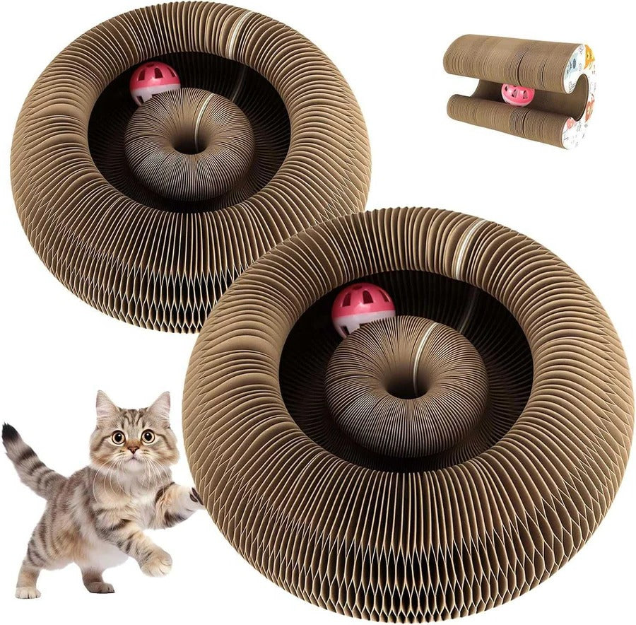 Interactive Cat Scratching Board with Ball, 2 Pack Recyclable Pad Set