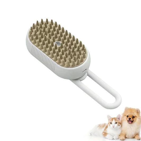 Steam Grooming Brush for Pets with Spray Function and Hair Removal Comb