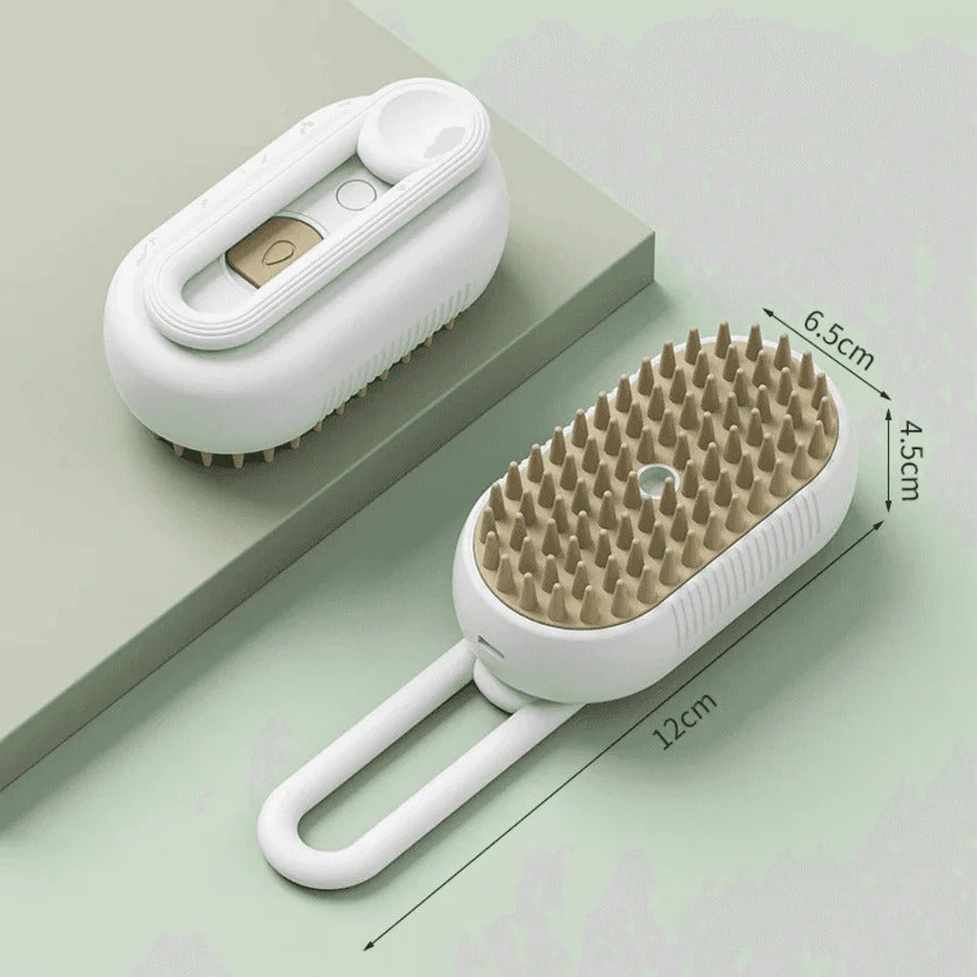Steam Grooming Brush for Pets with Spray Function and Hair Removal Comb