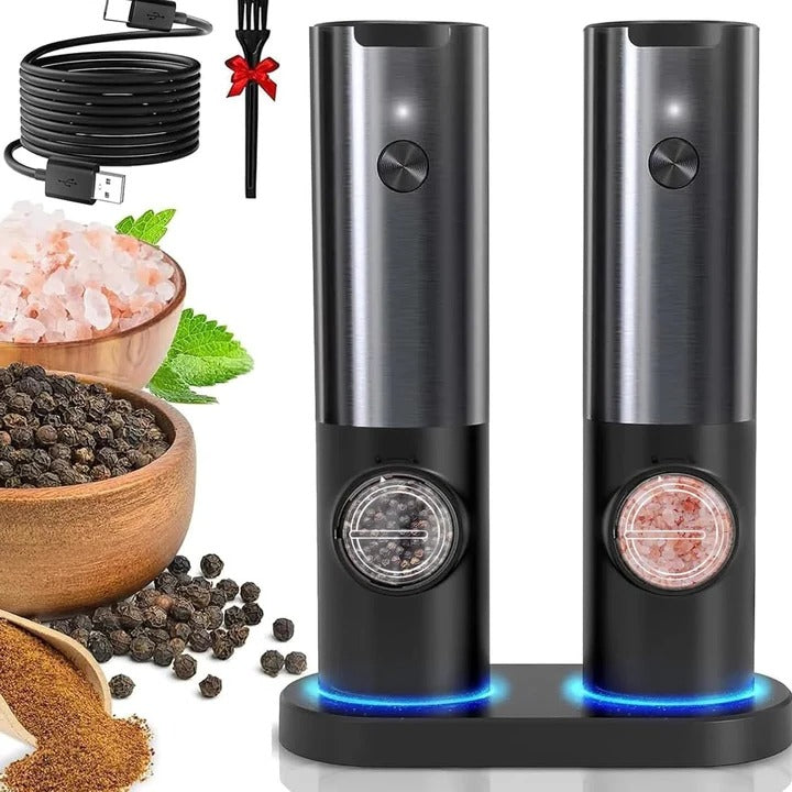 Elegant Electric Salt and Pepper Mill with Rechargeable Battery
