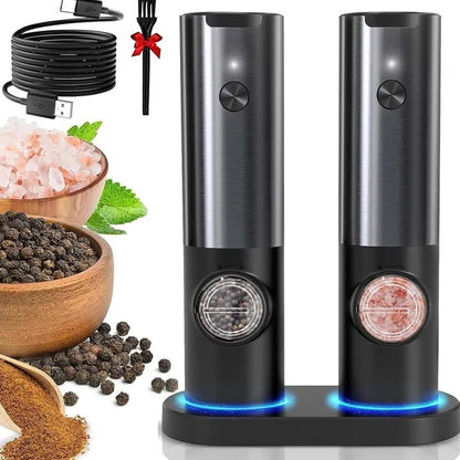 Elegant Electric Salt and Pepper Mill with Rechargeable Battery