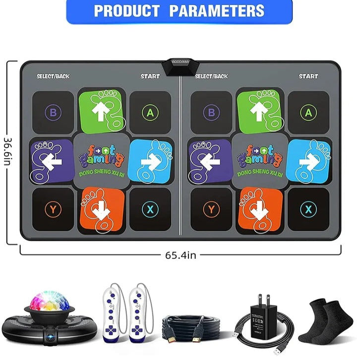 Kids Electronic Dance Mat Game with Two Wireless Controllers, Motion Camera, and HDMI Cable