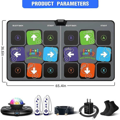Kids Electronic Dance Mat Game with Two Wireless Controllers, Motion Camera, and HDMI Cable