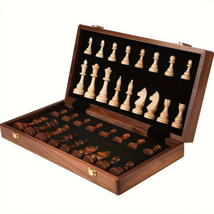 Wooden Chess Set with 34 Pieces and Marked Board, 15.7 Inch
