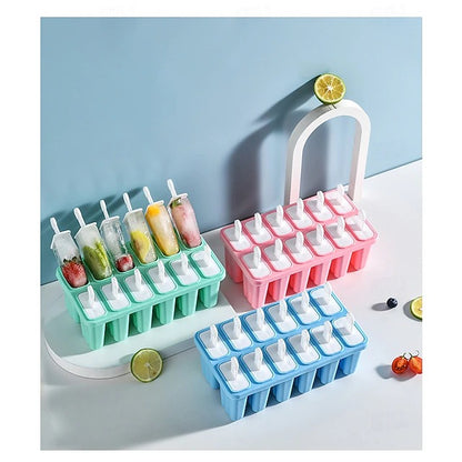 BPA Free Silicone Ice Pop Mold with Sticks for Homemade Popsicles and Frozen Treats