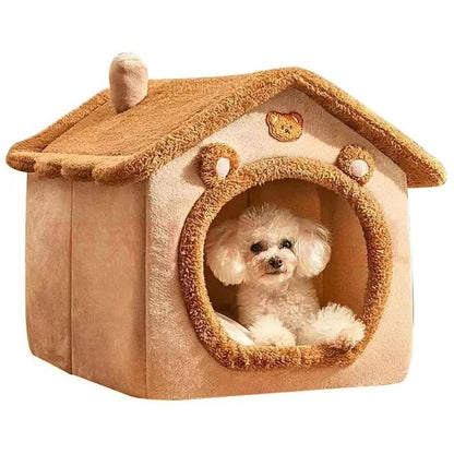 Indoor Cat House with Plush Cushion