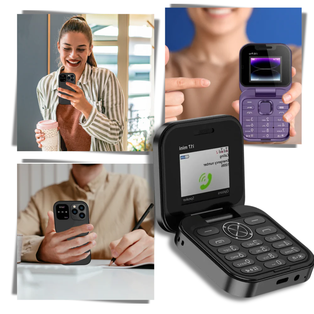 Compact Folding Cell Phone with Dual Nano SIM, Color Display and Rear Camera
