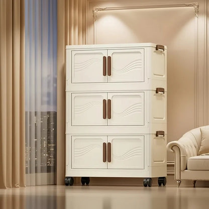 Stackable Storage Containers with Front Access and Lid Lock