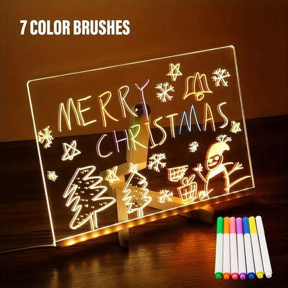 USB Powered LED Acrylic Message Board, Erasable Drawing Surface for Kids