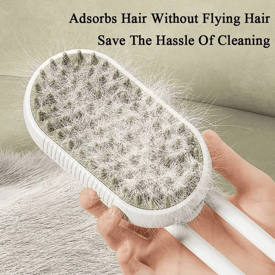 Steam Grooming Brush for Pets with Spray Function and Hair Removal Comb