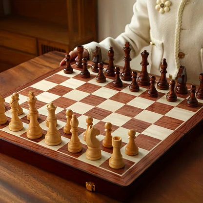 Wooden Chess Set with 34 Pieces and Marked Board, 15.7 Inch